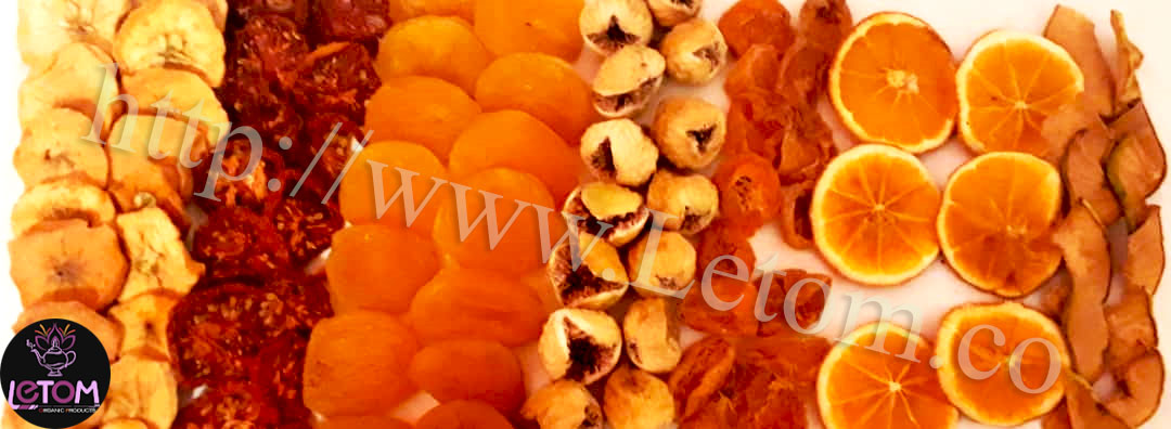 Organic dried oranges and fruits