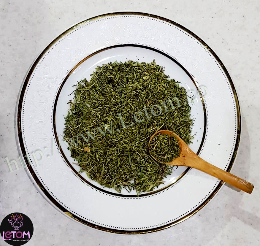 The best dried savory herbs on a plate