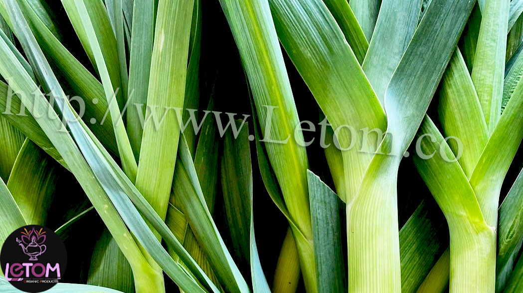 A few bunches of natural leeks