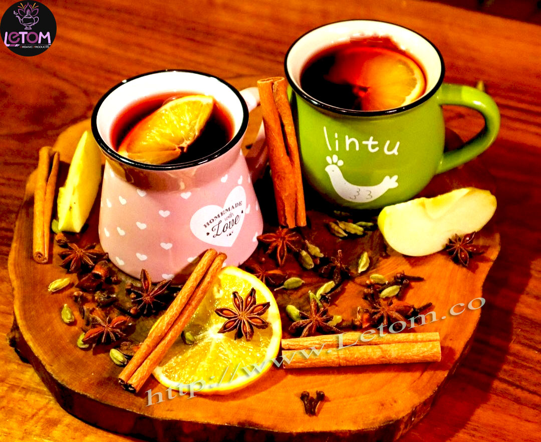 Anise herbal tea in two cups on the table
